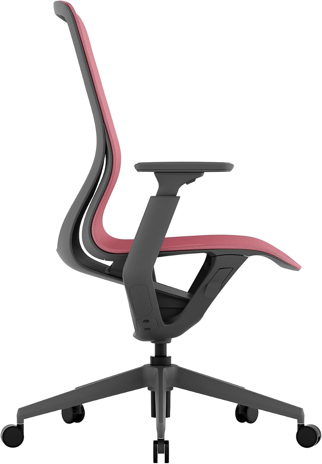 Laura Davidson Furniture Waverly Mesh Office Chair - Mid Back Mesh Chair, Adjustable Height & Arm Rest, Swivel, Seat Tilt - Red Mesh/Dark Grey Frame