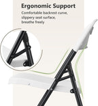 Folding Chairs 4 Pack, Outdoor White Folding Chairs for Outside Indoor, Portable 350 lbs Capacity Heavy Duty Plastic Metal Foldable Chairs Commercial Seating for Picnic, Party, Patio