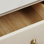 Narrow Nightstand with 3 Drawers, PU Bedside Cabinet, Simple Bedside Table Furniture, End Table with Metal Legs for Bedroom, Living Room (Cream White)