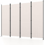 Room Divider 4 Panel Partition Room Dividers & Folding Privacy Screens w/ 3 Metal Feet,88" W Portable Wall Doubles as a Dressing Screen Wall Divider for Office Bedroom Children's Room,White