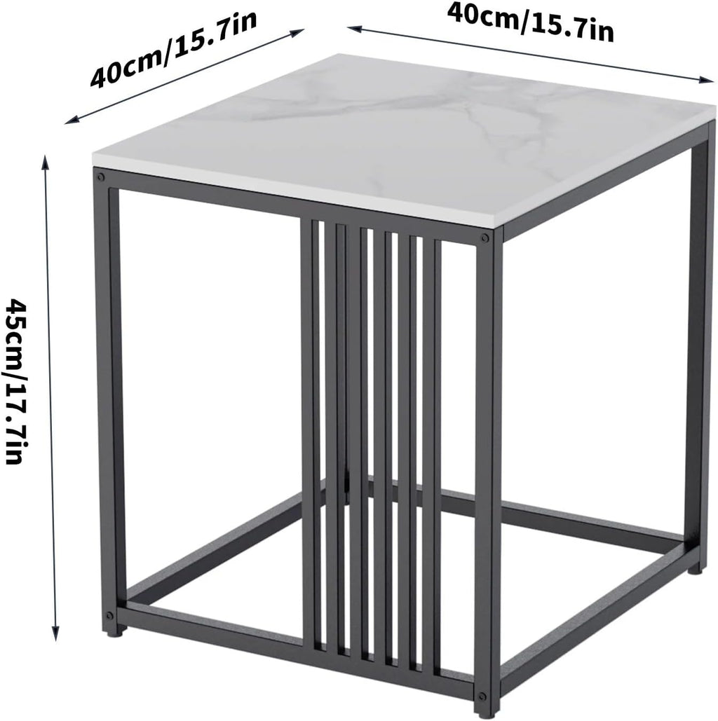 15.7W*15.7D*17.7H inch Solid Marble Coffee Table Sofa Side End Bedside Nightstand Furniture