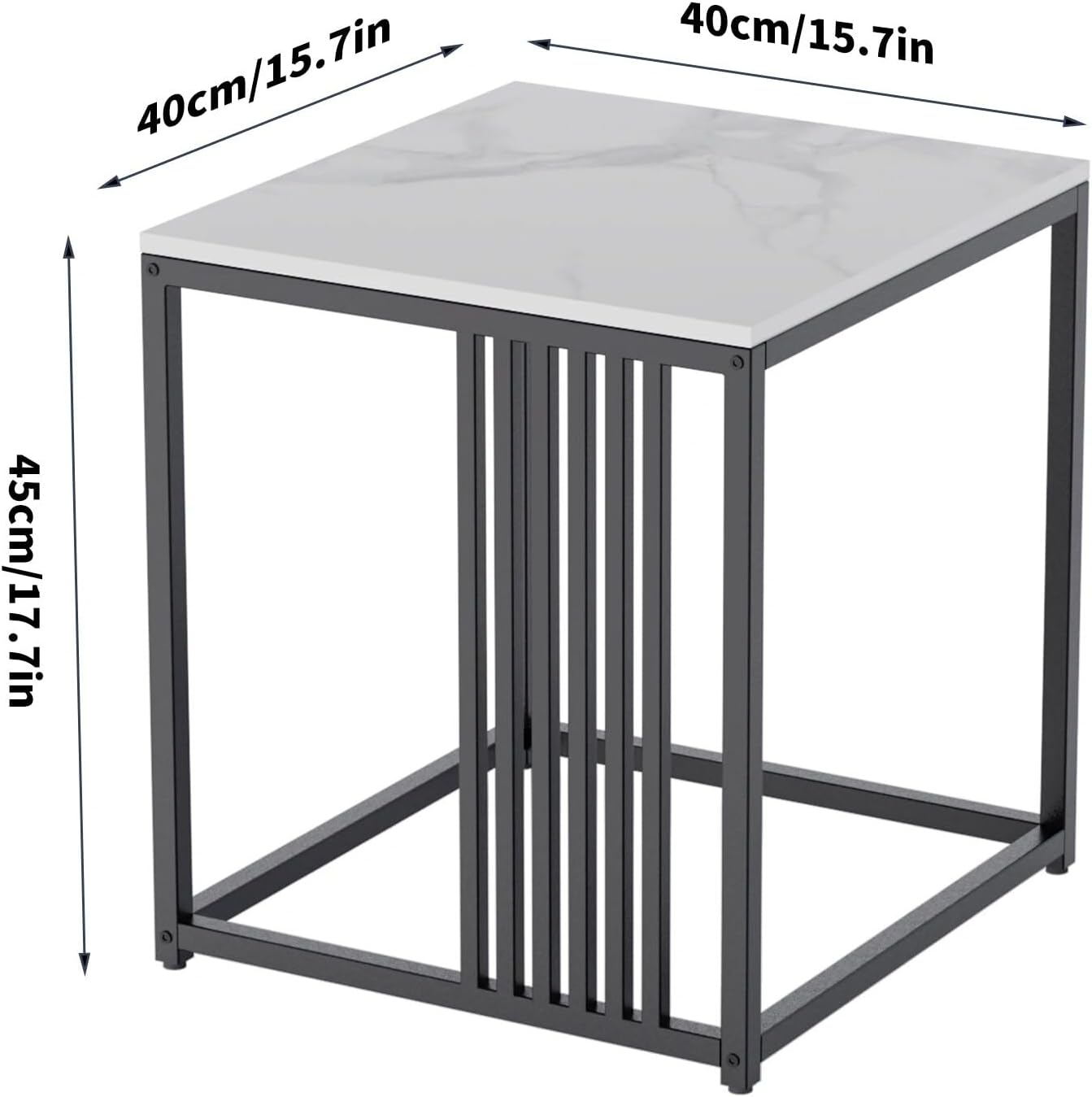 15.7W*15.7D*17.7H inch Solid Marble Coffee Table Sofa Side End Bedside Nightstand Furniture