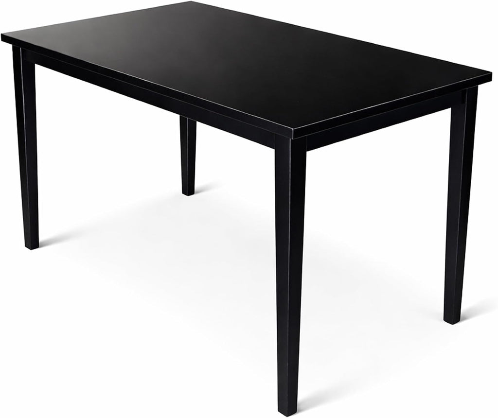 Modern 43.3 Inch Rectangular Dining Table, Black Finish Solid Rubberwood