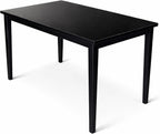 Modern 43.3 Inch Rectangular Dining Table, Black Finish Solid Rubberwood