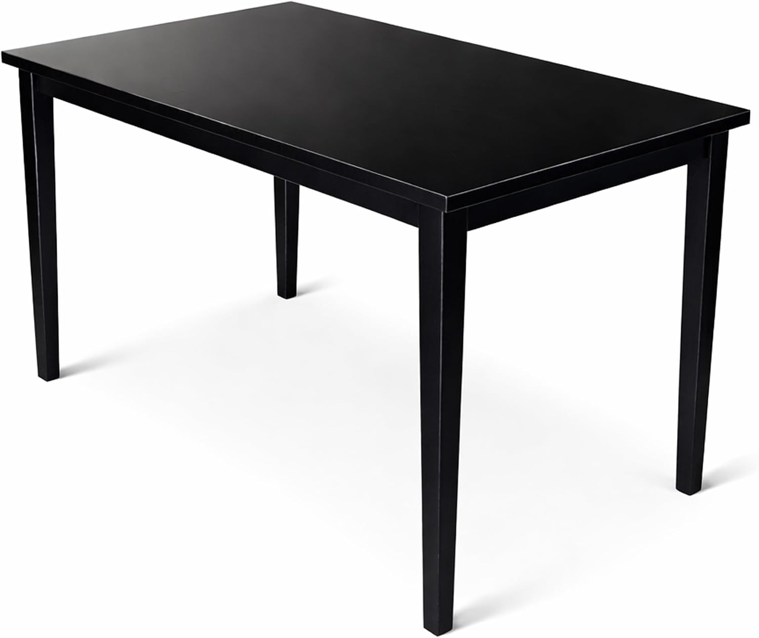 Modern 43.3 Inch Rectangular Dining Table, Black Finish Solid Rubberwood