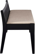 Powell Kasi Black Low Back Cane Bench with Beige Upholstered Seat