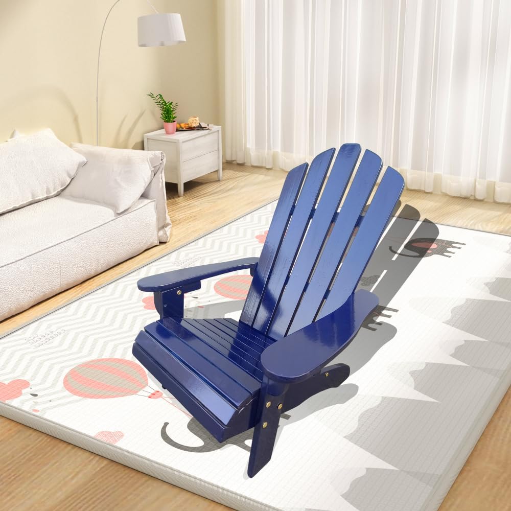 Light Pink Children's Rocking Chair for Kids – Sturdy Solid Wood Indoor & Outdoor Rocker with Slatted Backrest, Easy Assembly (Blue + Solid Wood-1)