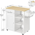 HOOBRO Kitchen Island, Storage Cabinet with Drawer, Kitchen Cart with Spice and Towel Rack, Saving Space, Easy Assembly, for Living Room, White and Natural WN12ZD01