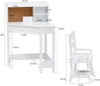 Garvee Kids Corner Desk, Desk and Chair Set for Children, L Shape Kids Study Table for Boys and Girls 3-8, White