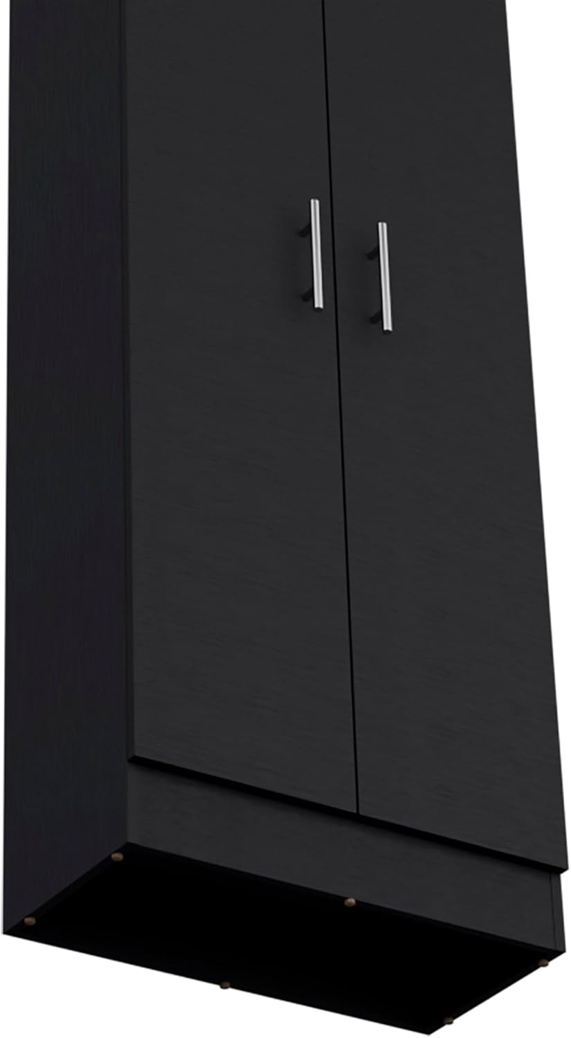 Modern Kitchen Pantry, Storage Cabinet Clinton, Black, Engineered Wood, for Dining Room, Easy to Clean
