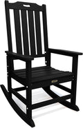 THOEOE Outdoor Rocking Chairs, Oversized Patio Rocking Chair | HDPE Outdoor Rockers for Front Porch, Patio, Backyard, Balcony and Garden. All-Weather High Back Design, Black
