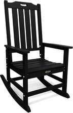 THOEOE Outdoor Rocking Chairs, Oversized Patio Rocking Chair | HDPE Outdoor Rockers for Front Porch, Patio, Backyard, Balcony and Garden. All-Weather High Back Design, Black