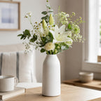 hjn 12 Inch White Ceramic Vase for Flowers, Matte Tall Modern Vase for Decor Minimalist Flower Vase for Home Decor Living Room Tabletop Centerpiece