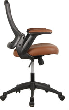 Ergonomic Office Chair with Mesh Back Rest, Height Adjustable with Flip Up Arms and Swivel, Mid-Back Task Home Office Chair, Brown