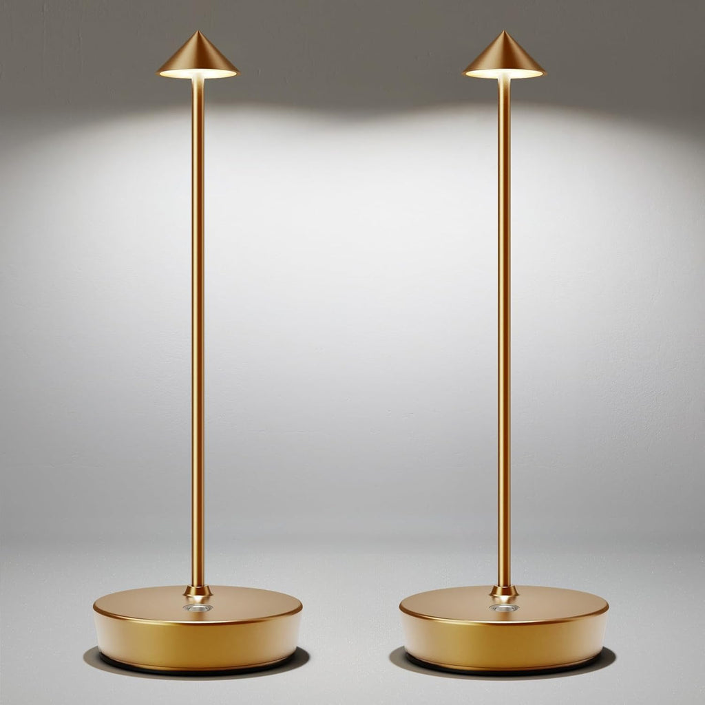 Cordless Table Lamps Rechargeable, 6000mAh Battery Operated LED Table Lamp, Up to 72 Hours Runtime, IP54 Waterproof, 3 Color Dimming for Restaurant, Dining Table & Outdoor, Bronze, Set of 2