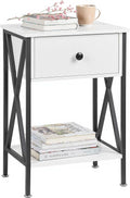 VECELO Nightstand,Modern Bedside End Table, Night Stand with Drawer and Storage Shelf for Living Room Bedroom, Industrial Metal Frame