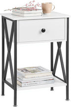 VECELO Nightstand,Modern Bedside End Table, Night Stand with Drawer and Storage Shelf for Living Room Bedroom, Industrial Metal Frame