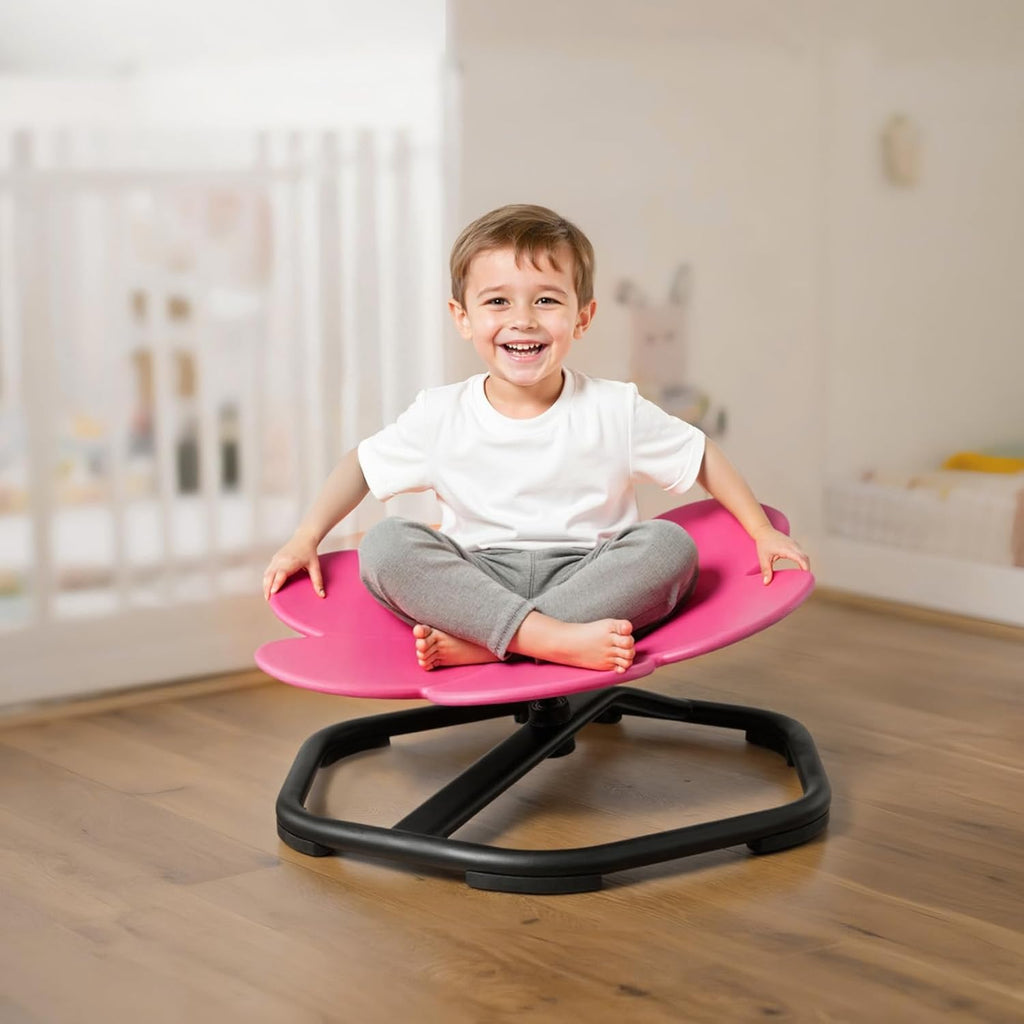 VEVOR Kids Swivel Chair, 220 lbs Capacity, Flower Shape Sensory Spinning Chair, Autistic Kids Sensory Toy Seat with Non-Slip Metal Base, Toddler Sit & Spin Seat for Coordination Balance Focus, Rose