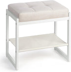 Vanity Stool, Makeup Vanity Chair for Vanity, Ottoman Seat for Bedroom Makeup Living Room,Foot Stool Foot Rest, (Beige&White)