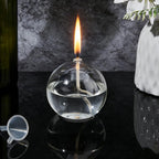 SUPERFINDINGS 2 Sets Clear Glass Oil Lamp Round Refillable Liquid Petite Oil lamp 8 x 7.4 cm Burning with Wick and Holder Included for Indoor Lighting and Outdoor Events