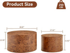 Round Nesting Coffee Tables Set of 2,Modern Coffee Table with Burl Wood Grain Finish, Round Center Table Side End Table with Storage for Living Room Office (24.8in+17.3in),Brown