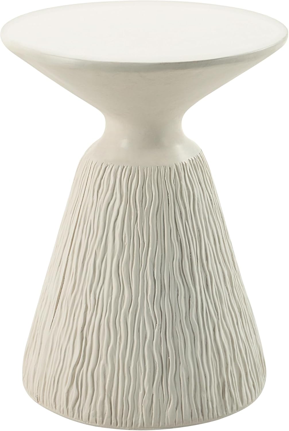 ø16'' Faux Concrete Cement Round Side Table End Table for Living Room, Modern Contemporary Minimalist White Finish Style, Fiber Concrete Material, No Assembly, White