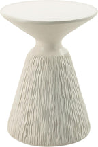 ø16'' Faux Concrete Cement Round Side Table End Table for Living Room, Modern Contemporary Minimalist White Finish Style, Fiber Concrete Material, No Assembly, White
