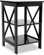 Oxford Small Side Table Black, 15.75W x15.75D x24.02 H Square End Table with UV Lacquered Surface, High-Grade E1 MDF, X-Shaped Legs for Stability, Easy Assembly for Living Room Sofa Side