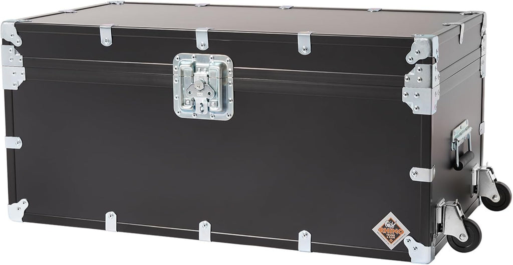 Rhino Trunk & Case XL Indestructo Travel Trunk Luggage With Wheels - 35"x19"x16" Heavy-Duty USA Made Road Case, Strong Flight Cases, ATA Case Style Footlocker, or Secure College Dorm Storage Chest