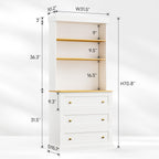 Vyre 71" Farmhouse Kitchen Pantry Cabinet, White Freestanding Coffee Bar Hutch with Drawers & Adjustable Shelves, Large Storage Cabinet with Microwave Stand for Living Room & Kitchen