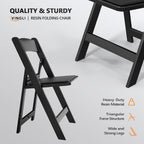 FCH Plastic Folding Chair with Padded Seat, Resin Foldable Chairs with Soft Cushion, Comfortable and Sturdy, Suitable for Indoor and Outdoor, Parties, Weddings, Commercial Events, Black, 4 Pack