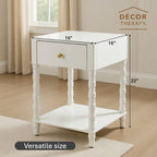 Decor Therapy Sterling Modern Side Table with Storage Drawer, Lower Shelf, Contemporary Legs End Table for Living Room, White