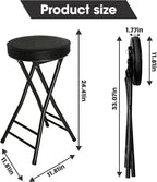 Gluck Plants Folding Stool,24 Inch Foldable Portable Collapsible Height Bar Stool Chair,Adult Tall Leather Padded Chair for Kitchen Living Room Garden Camping Fishing