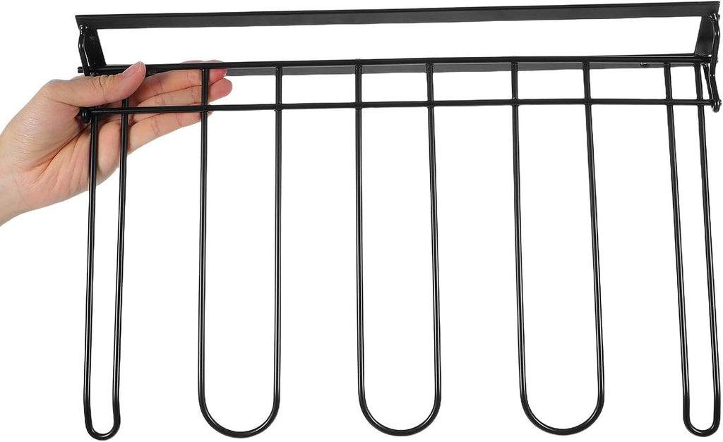 Wall Mounted Boot Shoe Rack for 2 Pairs, Foldable Iron Organizer with Angled Hanging Design and No Drill Easy Installation, Space Saving Drying Rack for Tall Boots in Entryway