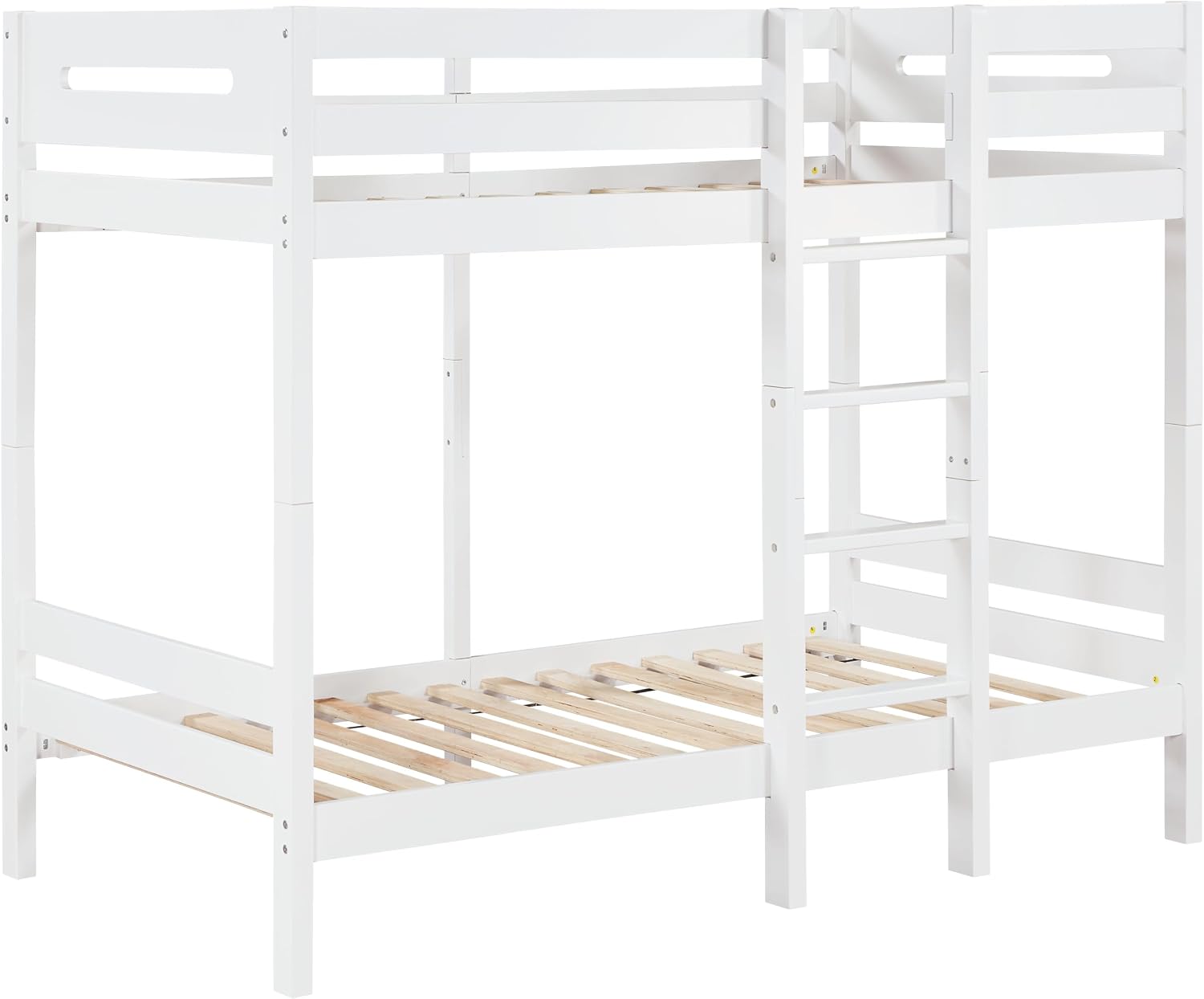 White Twin,Twin Bunk Bed with Ladder