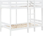 White Twin,Twin Bunk Bed with Ladder
