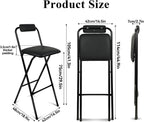 Folding Stool with Back,1Pcs Height for Kitchen Counter & Bar Table, Tall Foldable Stool Chair Portable Adult Seat Leather Padded Kitchen Shop Comfortable and Sturdy 29.5 Inch