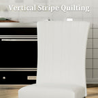 ACEDÉCOR Dining Chairs, White Leather Dining Chairs Set of 4, Upholstered Kitchen Room Chairs with Silver Stainless Steel Legs