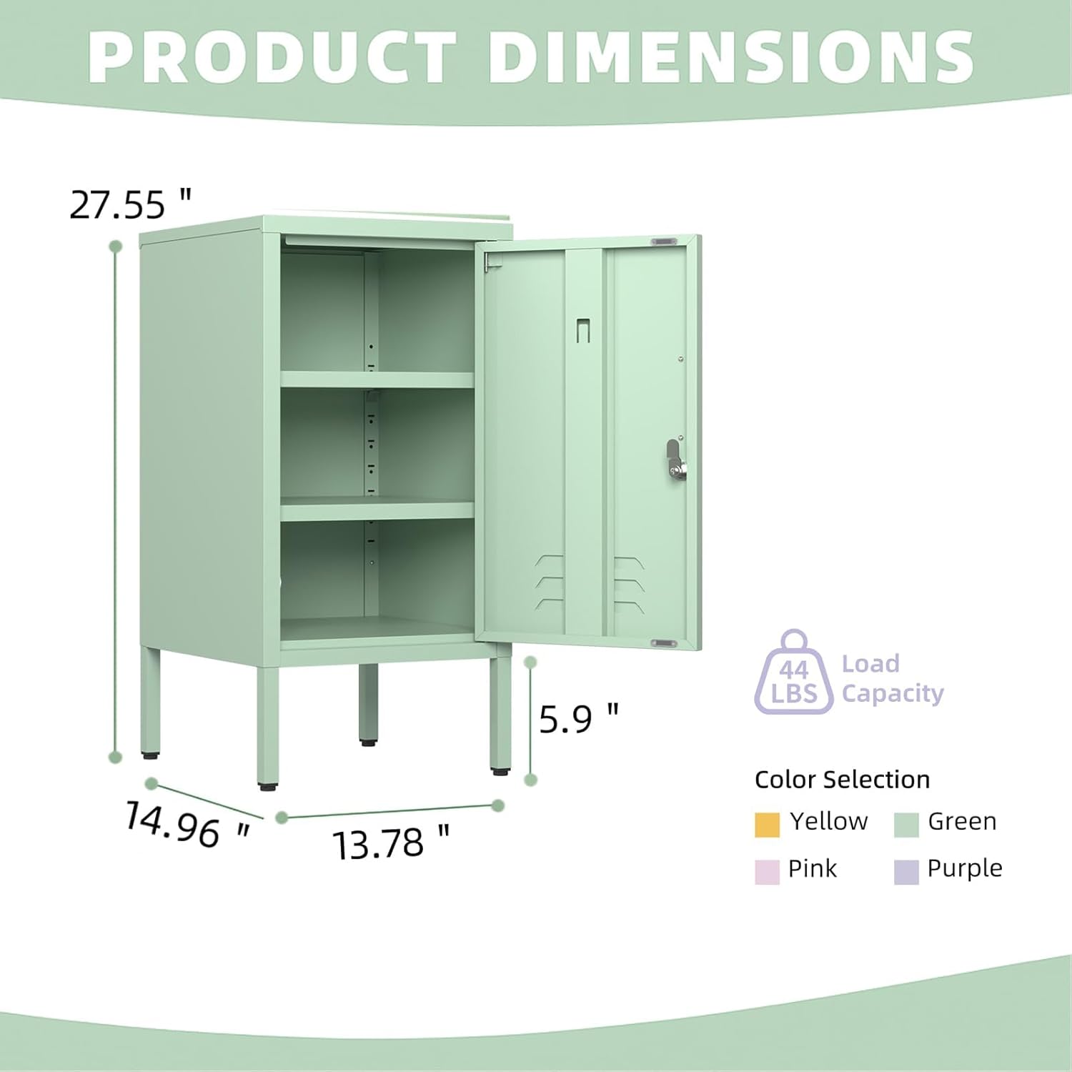 Metal Locker Storage Cabinet with Lock, Modern Bedside Table with 1 Door and Adjustable Shelf, Lockable Nightstand for Bedroom, End Table with Leveling Feet for Office & Living Room