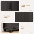Scurrty Sideboard Buffet Cabinet, 62'' Large Storage Cabinet with Drawers and 4 Doors, Vintage Coffee Bar Cabinets with Adjustable Shelf for Kitchen, Living Room, Black