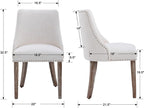 Kmax Fabric Dining Chairs Set of 2 Upholstered Side Chairs Farmhouse Accent Chairs with Nailhead Wood Legs for Dining Room Guest Room Restaurant, Cream