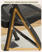 Hollow Design Folding Chair, Breathable Collapsible Chair with Non-Slip Feet, Thickened Carbon Steel Frame for Dining, Office, Kitchen(Gray)