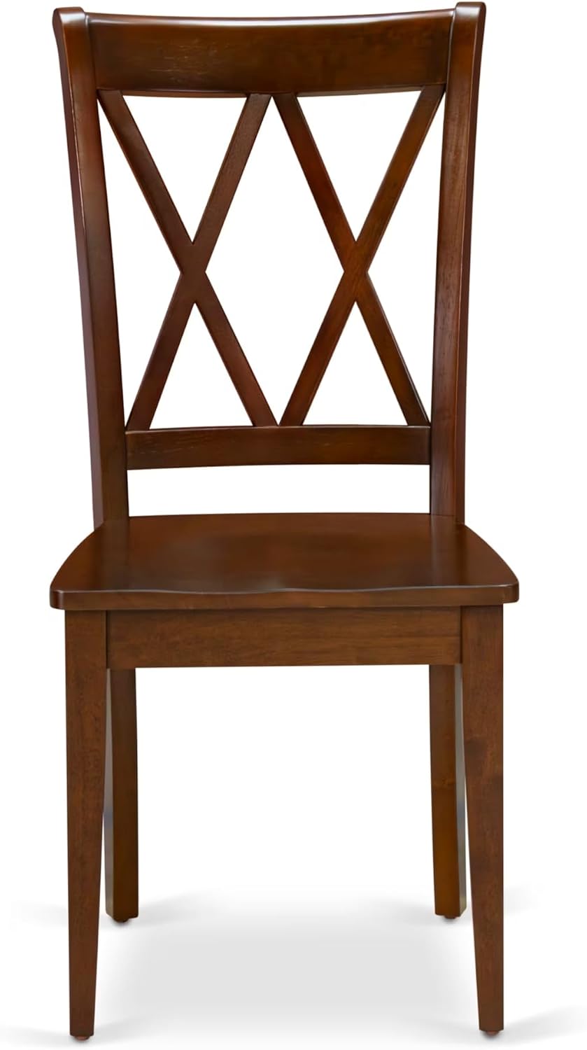 East West Furniture CLC-ESP-W Clarksville Dining Room Chairs - Double Cross Back Wood Seat Chairs, Set of 2, Espresso