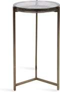 Kate and Laurel Aguilar Modern Round Side Table, 13 x 13 x 24, Clear Glass and Antique Brass, Textured Circle Glass End Table for Use as Living Room Accent Table or Unique Bedroom Nightstand