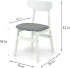 Set of 5 Dining Kitchen Round Table and 4 Yumiko Side Chairs Solid Wood w/Padded Seat, White Color