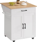 MAHANCRIS Kitchen Island on Wheels with Drop Leaf, Folding Countertop Kitchen Island Cart, Kitchen Island Table with Towel Rack, Drawer, for Kitchen, Dining Room, White and Natural KINW12501