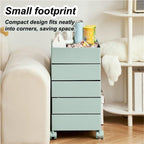 Utility Cart 360° Rotating Bedside Table Side Tables with Storage Drawer and Wheels Movable End Tables for Living Room Lightweight(Green)