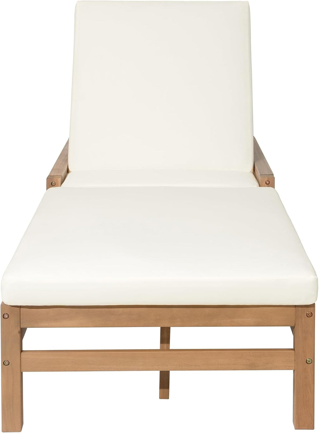 KLMM 5-Position Adjustable Outdoor Chaise Lounge Set of 2, Solid Wood Patio Recliner Chair with Thick Cushions,for Pool, Balcony & Garden (Light Teak/2)