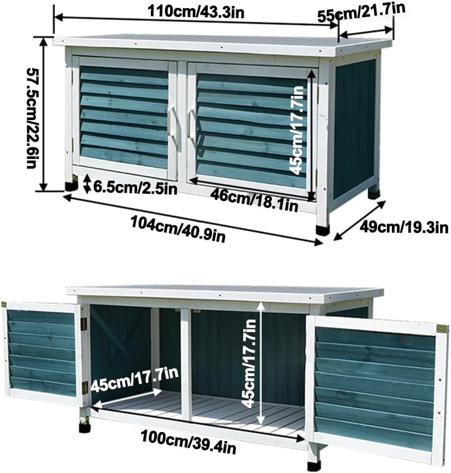 Outdoor Wooden Storage Cabinet with Double Doors Garden Potting Bench Table for Patio and Yard Storage,B-110X55X57.5Cm