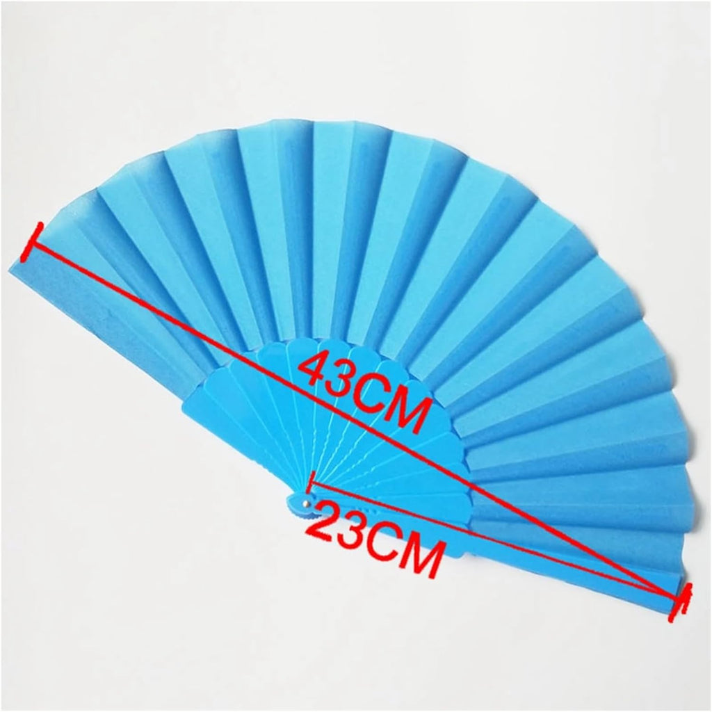 Hand Fan Held Tela Portable Dances Fabric Folding Party Wedding 43cm